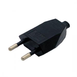 European 2pin flat rewirable connector plug black