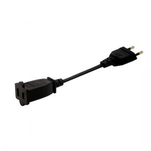 Short European male to USA 2pin female adapter cable