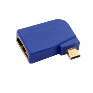 left angled micro HDMI male to HDMI female adapter, Blue