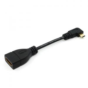 1.4 Version short left angle micro HDMI to HDMI female adapter cable, 10cm