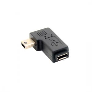 Left angle Mini USB male to Micro USB female adapter