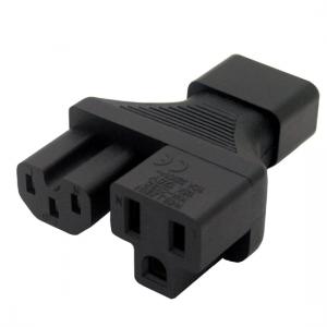 IEC 320 C14 Male to US female + C15/C13 female adapter