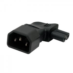 IEC 320 C14 male to IEC C7 vertical left right angle power adapter