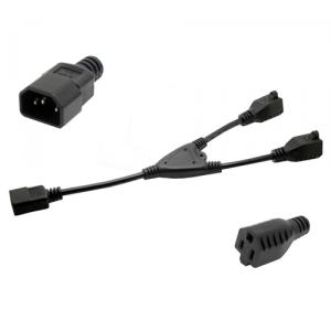 Power Adapter, Y-Splitter, C14 to 5-15R x 2 cable 1ft 