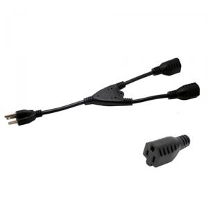 Power Adapter cable, Y-Splitter, Nema 5-15P to 5-15R x 2 cable 1ft 