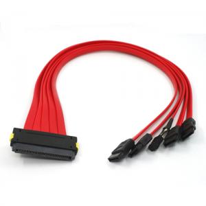SFF-8484 SAS 32 pin to 4x SATA Fanout Cable with power, 0.5m