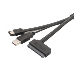 Power eSATA, USB A male+eSATA male to SATA 22pin cable, for 2.5