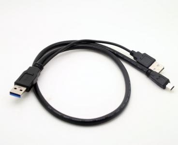 USB 3.0 A male to Mini USB 10pin cable with extra USB power, 0.5m