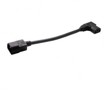 C14 male to Right angle C13 short power cord, 20CM