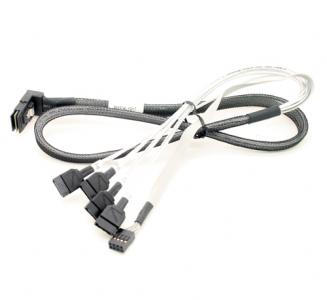 SFF-8087 Mini SAS 4i 36P Reverse Right angle to 4 SATA cable with LED power