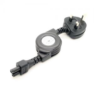retractable Power cord, UK male to IEC C5 Micky type 1.2M