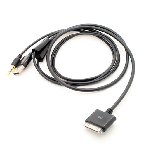 Dock To 3.5mm AUX + USB Charger Cable For IPod/iPhone/iPad – Car Audio Adapter