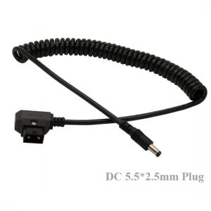 Coiled D-Tap Male to DC 5.5x2.5mm Cable for DSLR Rig Power V-Mount Anton Battery 