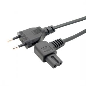 European 2pin male to IEC 320 C7 angled power cord, Angled IEC C7 cord 1M