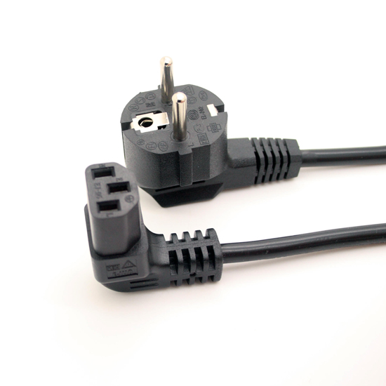 European 3Pin Male to IEC 320 C13 UP Angled Power Cord for LCD LED Wall Mount TV 3ft