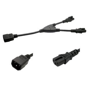 IEC 320 C14 to 2x C15 Y Split power cable 1ft 