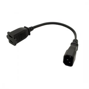 IEC 320 C14 male to 1-15R female adapter cable 1ft  for UPS PDU