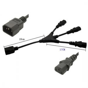 IEC 320 C14 to 3X C13 Y split cord 1ft