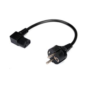 Short 1ft European 3 pin male to IEC 320 C13 left angle power cord for projector