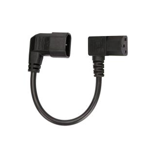Short 20CM Double Right Angle IEC 3 Pole male to female angle Power cord